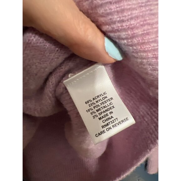 Elle Pink Pearl Embellished Mock Neck Sweater L - Picture 4 of 8